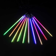 Гирлянда Тающие Сосульки 10шт по 50см, 24В, 600 Разноцветных Светодиодов, Провод Черный ПВХ, IP55 LTC CCL600-10-1M, фото 