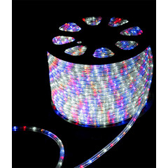 Светодиодный Дюралайт Ø13 мм Бело-Сине-Красный 220В, 36 LED/м, Свечение 360°, IP65, Бухта 96м LTC F3-H2-220V-WRB, фото 