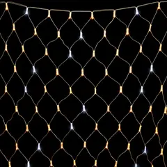 Светодиодная Сеть с Колпачком 2 x 2 м Тепло-Белая с Мерцанием Белого Диода 220В, 256 LED, Провод Прозрачный ПВХ, IP65 LTC NTL256BLWCAP-10-2WW, фото 