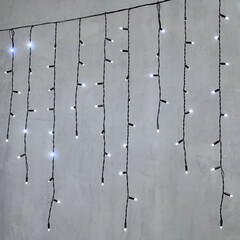 Гирлянда Бахрома с Колпачком 3,2 x 0,9 м Белая 220В, 168 LED, Провод Черный ПВХ, IP65 LTC PIL180CAP-11-2W, фото 