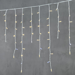 Гирлянда Бахрома 3,2 x 0,9 м Тепло-Белая с Мерцанием Белого Диода 220В, 168 LED, Провод Белый Каучук, IP65 LTC LL168BLW-8-2WW, фото 