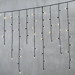 Гирлянда Бахрома 3,2 x 0,9 м Тепло-Белая с Мерцанием Белого Диода 220В, 168 LED, Провод Черный Каучук, IP65 LTC LL168BLW-1-2WW, фото 