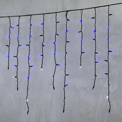 Гирлянда Бахрома 3,2 x 0,9 м Синяя с Мерцанием Белого Диода 220В, 168 LED, Провод Черный Каучук, IP65 LTC LL168BLW-1-2B, фото 