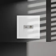 Розетка телевизионная встраиваемая VOLTUM S70 TV+RJ45 кат. 6, (белый матовый) VLS060702, фото 