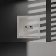 Розетка телевизионная встраиваемая VOLTUM S70 TV+RJ45 кат. 6, (кашемир) VLS060703, фото 