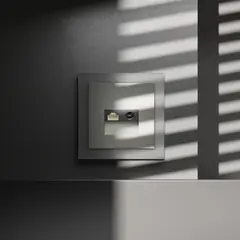 Розетка телевизионная встраиваемая VOLTUM S70 TV+RJ45 кат. 6, (сталь) VLS060705, фото 