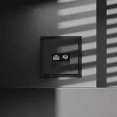 Розетка телевизионная встраиваемая VOLTUM S70 TV+RJ45 кат. 6, (черный матовый) VLS060708, фото 