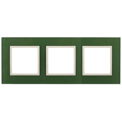 14-5103-27 ЭРА Рамка на 3 поста, стекло, Эра Elegance, зелёный+сл.кость (5/25/900), фото 