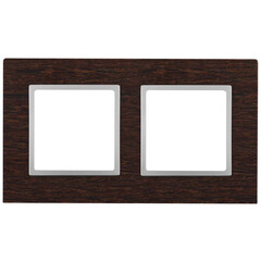 14-5302-10 ЭРА Рамка на 2 поста, дерево, Эра Elegance, венге+алюм (5/50/1200), фото 