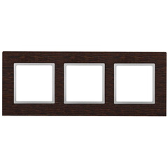 14-5303-10 ЭРА Рамка на 3 поста, дерево, Эра Elegance, венге+алюм (5/25/900), фото 