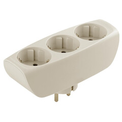 Разветвитель электрический ЭРА SP-3e-I на 3 розетки c заземлением со шторками 16А слоновая кость, фото 