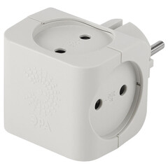 Разветвитель электрический ЭРА SP-4-W на 4 розетки без заземления 16А белый, фото 