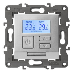 14-4111-03 ЭРА Терморегулятор универс. 230В-Imax16А, IP20, Эра Elegance, алюминий (6/60/1080), фото 