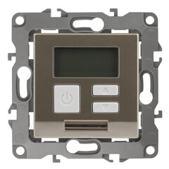 12-4111-04 ЭРА Терморегулятор универс. 230В-Imax16А, IP20, Эра12, шампань (6/60/1200), фото 