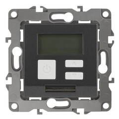 12-4111-12 ЭРА Терморегулятор универс. 230В-Imax16А, IP20, Эра12, графит (6/60/1200), фото 