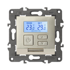14-4111-04 ЭРА Терморегулятор универс. 230В-Imax16А, IP20, Эра Elegance, шампань (6/60/1080), фото 