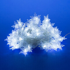 ULD-S0700-050/DTA WHITE IP20 SNOWFLAKES-1 Гирлянда светодиодная с контроллером «Снежинки-1», 50 светодиодов, 7 м, белая,IP20, провод прозрачный, фото 