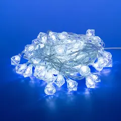 ULD-S0700-050/DTA WHITE IP20 DIAMONDS Гирлянда светодиодная «Бриллианты», с контроллером, 7м. 50 светодиодов. Белый свет. Провод прозрачный. TM Uniel., фото 