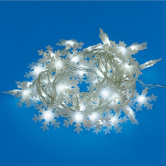 ULD-S0700-050/DTA WHITE IP20 SNOWFLAKES-2 Гирлянда светодиодная с контроллером «Снежинки-2», 50 светодиодов, 7 м, белая, IP20,провод прозрачный, фото 