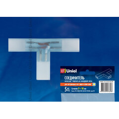 UTC-K-32/A67-NNN CLEAR 005 POLYBAG Соединитель контактный Т-образный для светодиодных лент 220В 3528, 2 контакта, цвет прозрачный, 5 штук в пакете, фото 