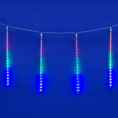 ULD-E2405-240/DTK MULTI IP44 METEOR Занавес светодиодный фигурный «Падающие звезды», соединяемый, 2х0,5м. 8 подвесов. Разноцветный свет. Провод прозрачный. TM Uniel., фото 
