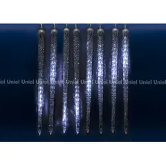 ULD-E3005-300/DTK WHITE IP44 ICICLE Занавес светодиодный фигурный «Сосульки», соединяемый, 2,7х0,42м. 10 подвесов. Белый свет. Провод прозрачный. TM Uniel., фото 
