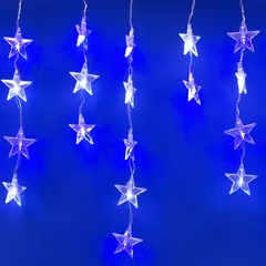 ULD-E5505-196/DTK WHITE-BLUE IP20 STARS-1 Занавес светодиодный фигурный "Звёздочки-1", 5,5х 0,5м. 56 подвесов. 196 светодиодов. Белый и синий свет. Провод прозрачный. TM Uniel., фото 