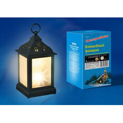 ULD-L1122-009/TTB/WW/3D BLACK Фонарь со светодиодной гирляндой внутри, на батарейке (в комплект не входит). 9 светодиодов. Теплый белый свет. Режим мерцания. Черный корпус. 11*22 см. TM Uniel., фото 