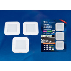 ULM-F41-6W/4200K/DIM SENSOR IP20 WHITE Светильник светодиодный накладной, ультратонкий с бесконтактным выключателем, диммер. Квадратный. 85х85х6,5мм. 255Lm. Белый. ТМ Uniel., фото 