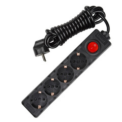 S-GCD4-3B BLACK Удлинитель серии Standart, шнур 3м., 4 гнезда, с/з. Черный. TM Uniel., фото 