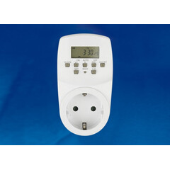 UST-E20 WHITE Таймер электронный с розеткой, 220В. 24ч. 1600Вт. Энергонезависимая память. ТМ Uniel, фото 