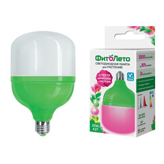 LED-M80-20W/SPSB/E27/FR PLS55GR Лампа светодиодная для растений, IP54. Форма "M", матовая. Спектр для рассады и цветения. Картон. TM ФитоЛето, фото 