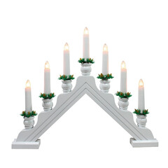 UDL-L7301-007/SWA/WW WHITE BRIDGE Фигура «Новогодняя горка», 39,5х30,5см. 7 миниламп накаливания. Теплый белый свет. Корпус белый. Материал дерево. TM Uniel, фото 