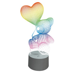 ULI-M503 RGB/3AAA LOVEBEAR/WHITE Светильник декоративный с эффектом 3D «Мишка с сердцем», на батарейках 3AAA (не в/к). 1 светодиод. RGB свет. USB кабель в/к. TM Uniel, фото 