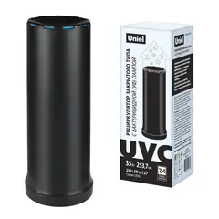 UDG-T30A UVCB BLACK Рециркулятор закрытого типа с бактерицидной лампой Е27. Настольный. Без озонирования, 253,7 нм. Корпус черный. ТМ Uniel, фото 