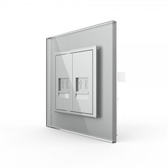 VL-C792T-15 Розетка Livolo телефон двойная Серая, фото 