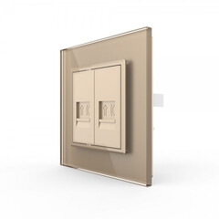 VL-C792T-13 Розетка Livolo телефон двойная Золотая, фото 