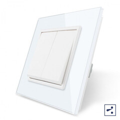 VL-C7K2S-11 Механический проходной выключатель Livolo 2 клавиши Белый, фото 