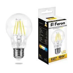 Лампа светодиодная филаментная Feron E27 9W 2700K Шар Прозрачная LB-63 25631, фото 