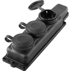 Розетка переносная 3-местная c/з STEKKER, RST16-23-44 (РП 16-334), штепсельная 250В, 16А, IP44, черный, фото 