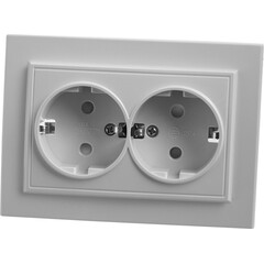 Розетка двойная Feron Stekker Эрна с/з 16A 250V белый PST16901401 39054, фото 