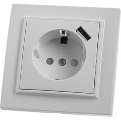 Розетка Feron Stekker Эрна с/з 16A 250V USB белый PST16901101 39051, фото 