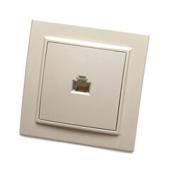 Розетка компьютерная 1-местная, STEKKER, PST00-9007-02, RJ-45, серия Эрна, слоновая кость, фото 