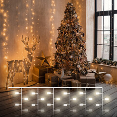 Гирлянда занавес "Роса" теплый белый 2*3м IP20 200-004 теплый белый, фото 