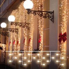 Гирлянда занавес теплый белый с эффектом мерцания 2*3м IP65 200-101 теплый белый с эффектом мерцания, фото 