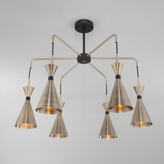 Люстра с плафонами 316/6 латунь / черный, фото 