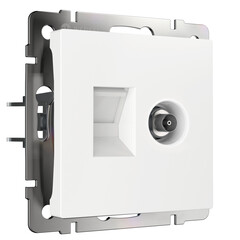 Розетка ТВ+Ethernet RJ-45 6 cat. (белый) W1181301, фото 