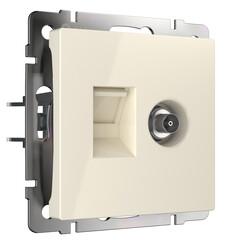 Розетка ТВ+Ethernet RJ-45 6 cat.(слоновая кость) W1181303, фото 