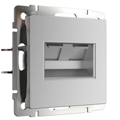 Розетка двойная Ethernet RJ-45 Werkel серебряный W1181106 4690389156489, фото 