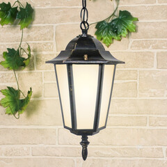 Уличный подвесной светильник IP44 GL 1004H черное золото, фото 